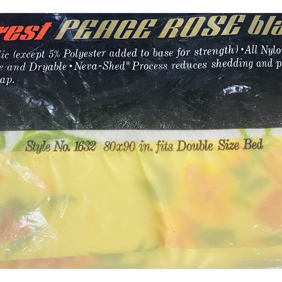 Vtg Fieldcrest #1632 Peace Rose Floral Double Blanket 90x80" Neva-Shed NOS - Picture 4 of 5